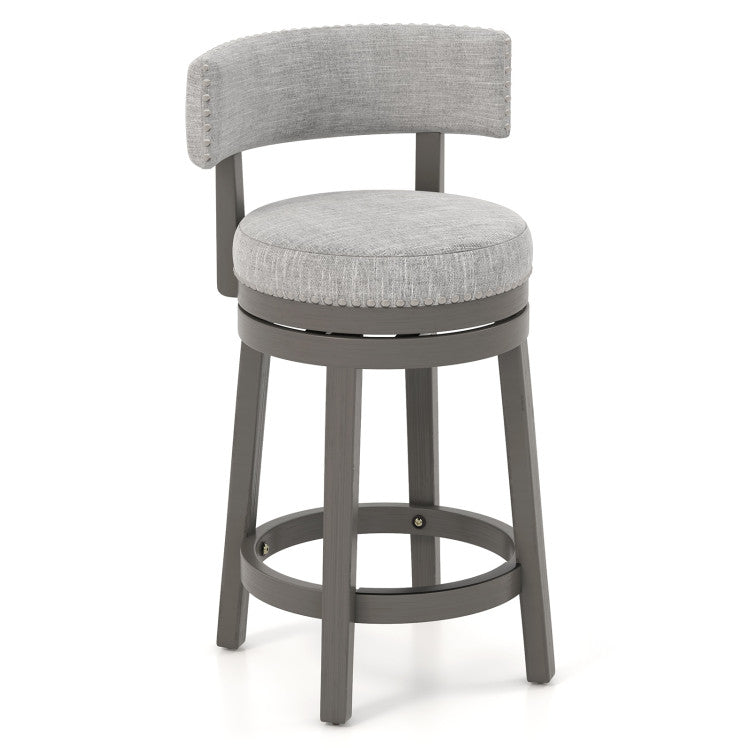 27/31 Inch 360° Swivel Bar Stool with Upholstered Back Seat and Footrest  for Kitchen