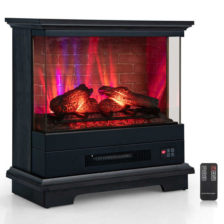 27 Inch Freestanding Fireplace with Remote Control and Multi-Color Realistic Flame