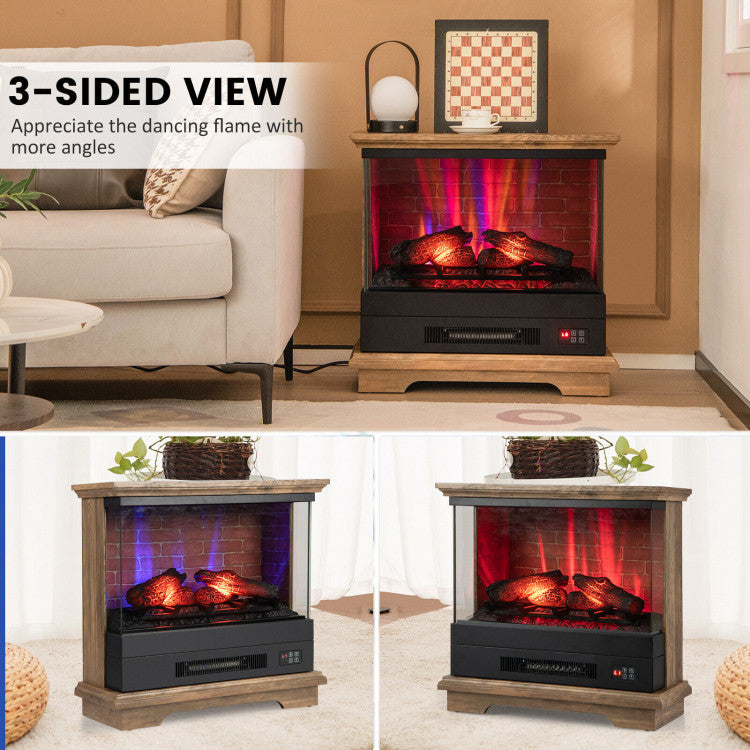 27 Inch Freestanding Fireplace with Remote Control and Multi-Color Realistic Flame