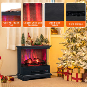 27 Inches Electric Fireplace Heater 1400W Freestanding Fireplace Stove with Remote Control and Timer