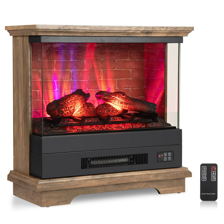 27 Inches Electric Fireplace Heater 1400W Freestanding Fireplace Stove with Remote Control and Timer