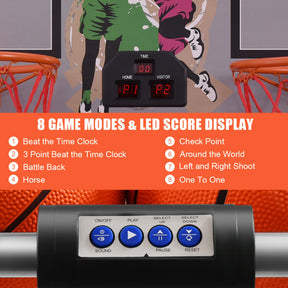 8-in-1 Electronic Basketball Hoop Arcade Game for Indoor
