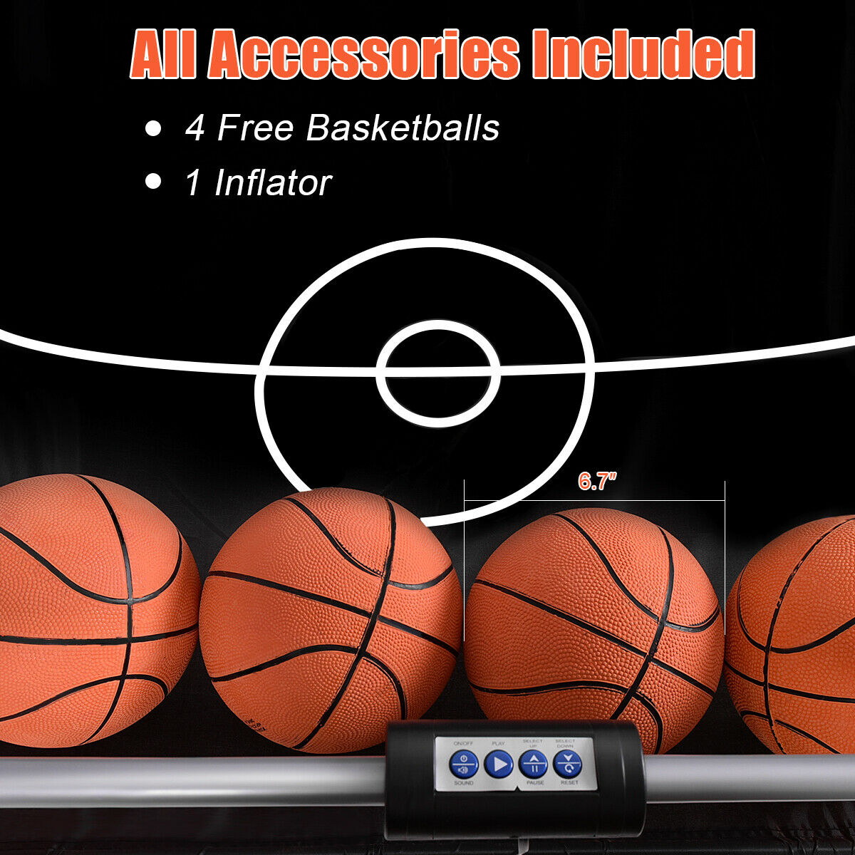 8-in-1 Electronic Basketball Hoop Arcade Game for Indoor