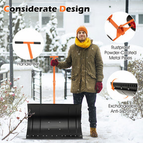 29 Inches Snow Pusher for Driveway with Adjustable Angle and Height