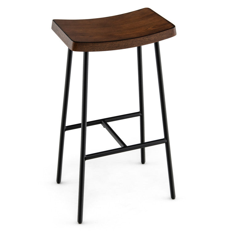 Hikidspace Industrial Saddle Bar Stool with Metal Legs for Kitchen and Bar
