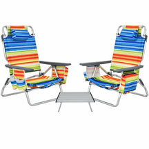 3 PCS Folding Camping Chair Outdoor Beach Chair Sling Chairst with 5 Adjustable Position