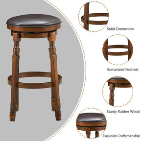 2 Pieces 29 Inch Counter Height Dining Bar Stool 360° Swivel Seat with Padded Cushion
