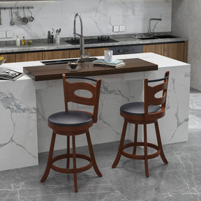 2 Pieces 360-Degree Swivel Bar Chairs Counter Height Barstool with Cushion and Footrest