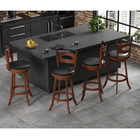 2 Pieces 360-Degree Swivel Bar Chairs Counter Height Barstool with Cushion and Footrest