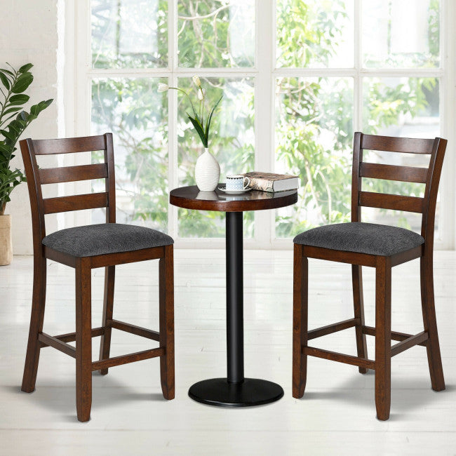 2 Pieces Counter Height Chairs 25.5" Upholstered Bar Stools with Fabric Seat and Footrest