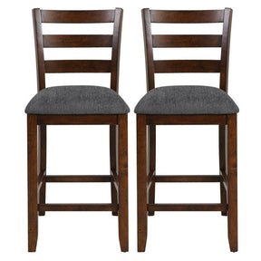 2 Pieces Counter Height Chairs 25.5" Upholstered Bar Stools with Fabric Seat and Footrest