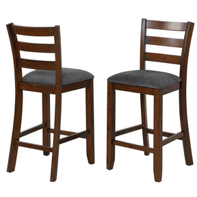 2 Pieces Counter Height Chairs 25.5" Upholstered Bar Stools with Fabric Seat and Footrest