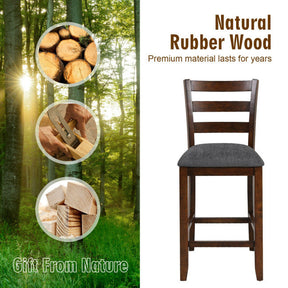 2 Pieces Counter Height Chairs 25.5" Upholstered Bar Stools with Fabric Seat and Footrest