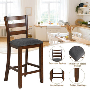 2 Pieces Counter Height Chairs 25.5" Upholstered Bar Stools with Fabric Seat and Footrest