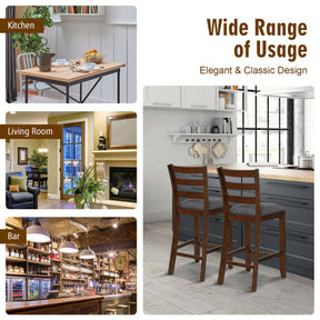 2 Pieces Counter Height Chairs 25.5" Upholstered Bar Stools with Fabric Seat and Footrest