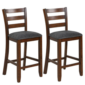 2 Pieces Counter Height Chairs 25.5" Upholstered Bar Stools with Fabric Seat and Footrest