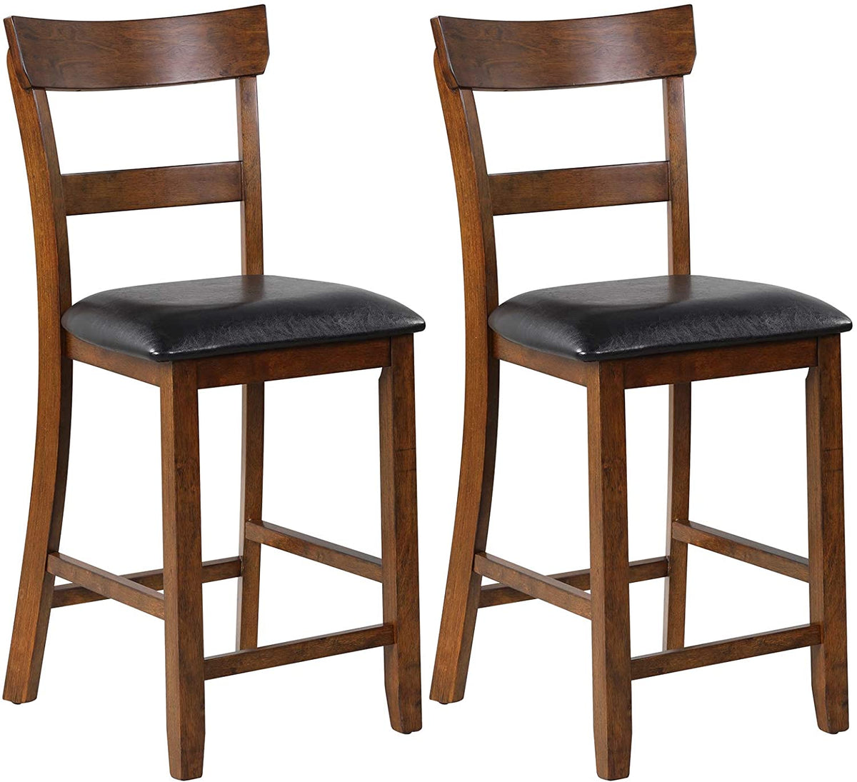 2 Pieces Counter Height Vintage Dining Chair Set 25.5-Inch Bar Stools with Foam-Padded Cushion