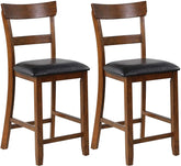 2 Pieces Counter Height Vintage Dining Chair Set 25.5-Inch Bar Stools with Foam-Padded Cushion