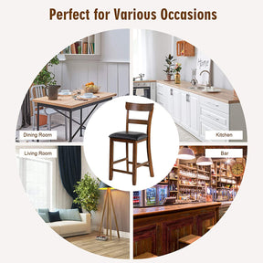 2 Pieces Counter Height Vintage Dining Chair Set 25.5-Inch Bar Stools with Foam-Padded Cushion