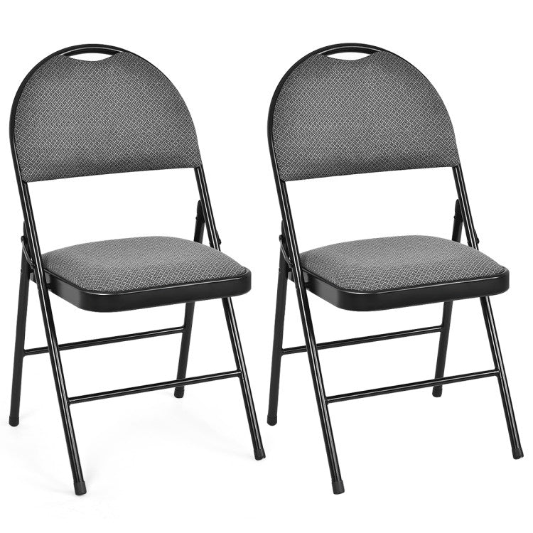 2/4 Pieces Folding Office Chairs with Backrest and Soft Cushion