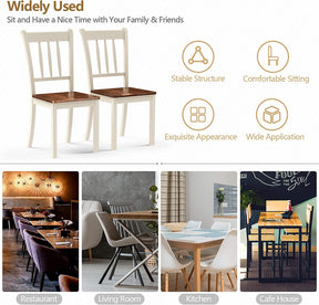 2 Pieces Solid Wood Whitesburg Dining Chairs with Spindle Back and Wood Seating