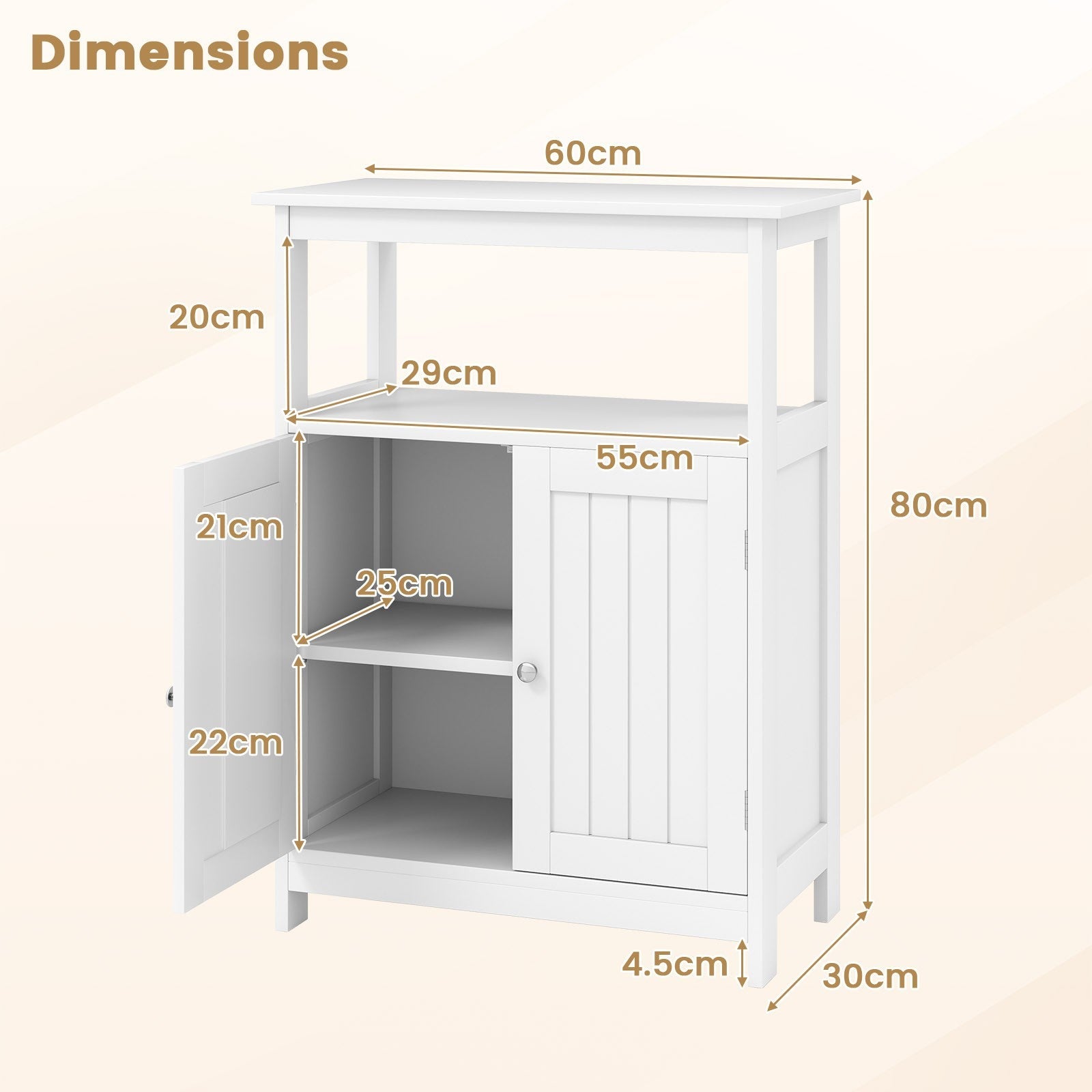 Bathroom Storage Cabinet Floor Storage Organizer w/ 2 Doors Modern Storage Unit