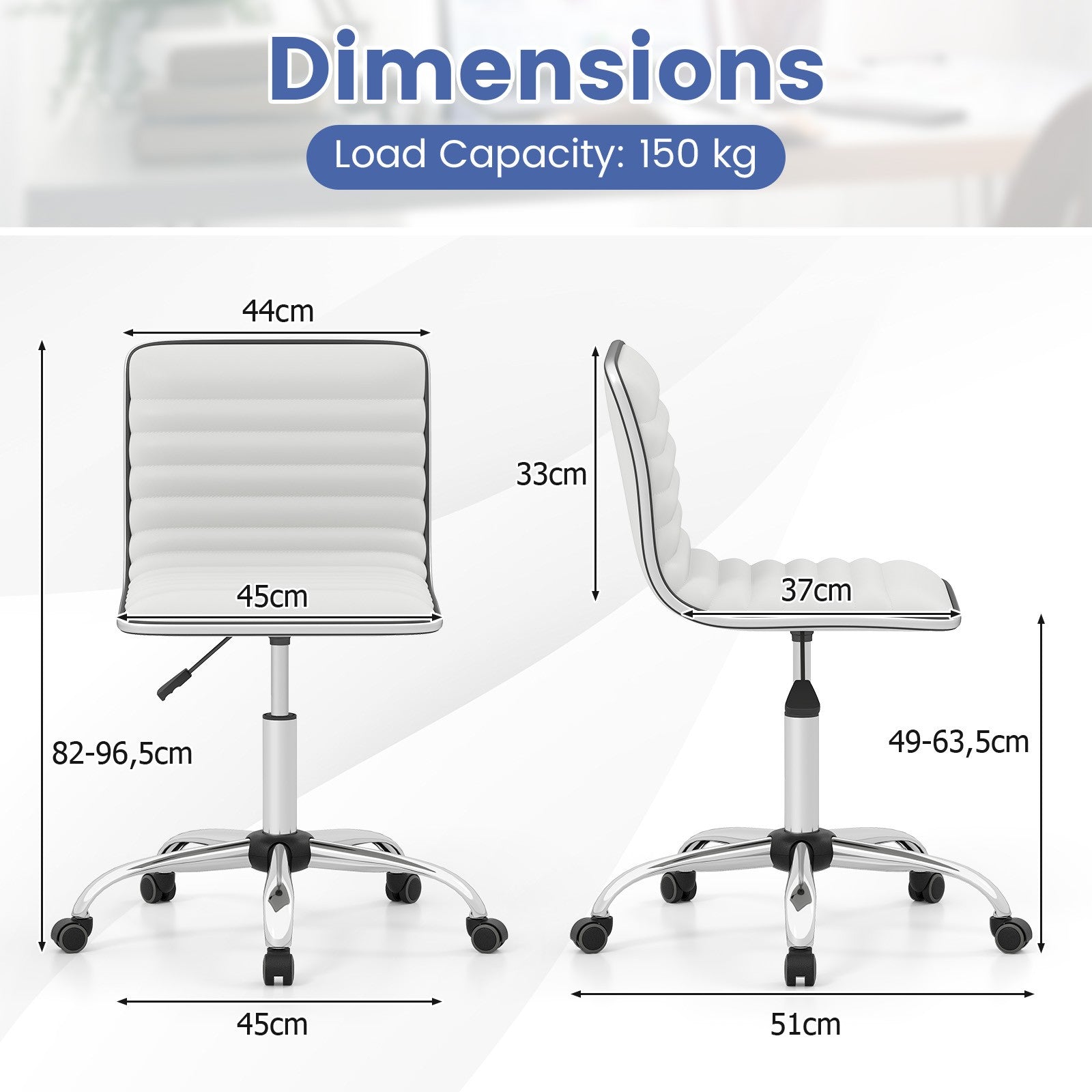Task Chair Adjustable Office Chair w/ Swivel Seat Upholstered Computer Desk