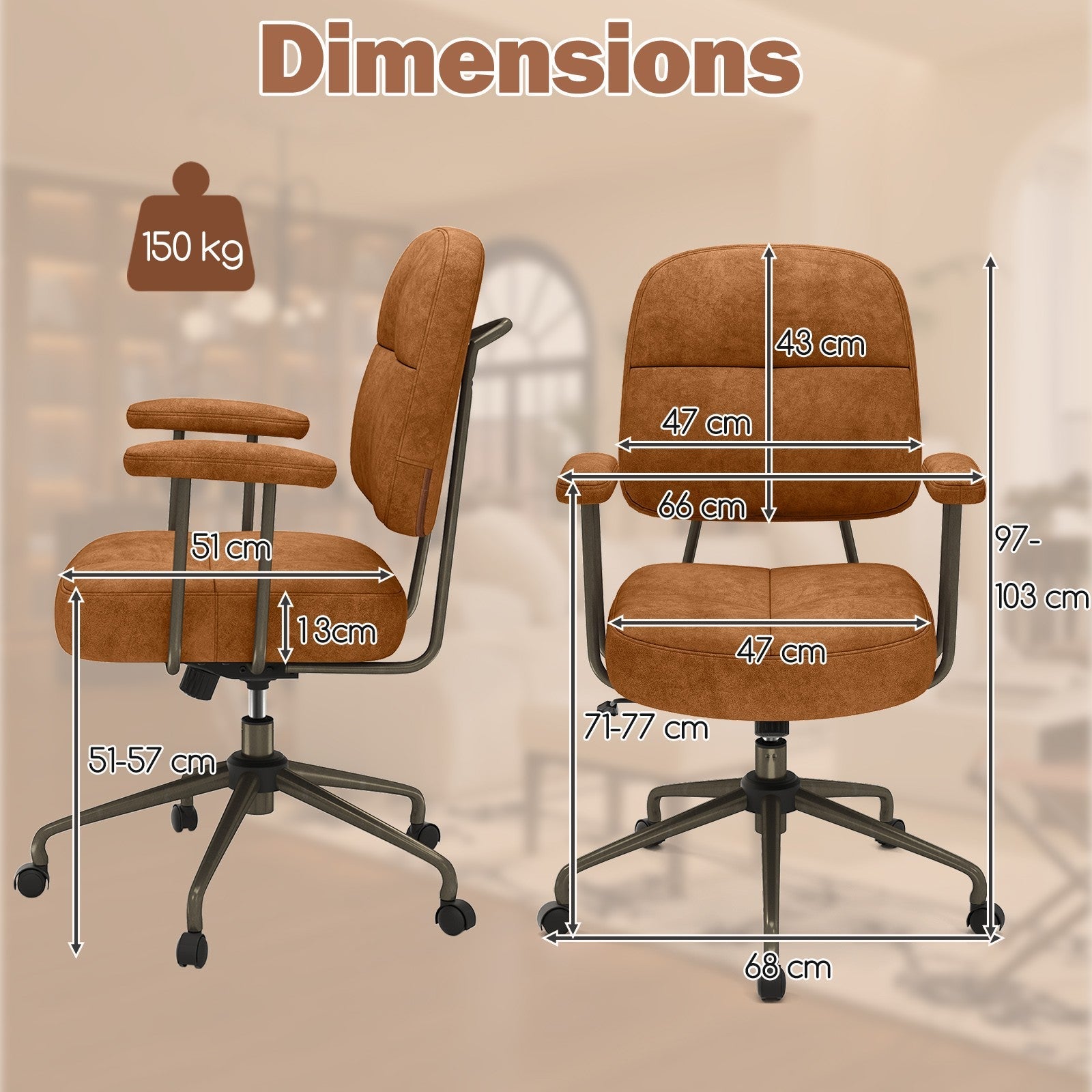 Leathaire Upholstered Task Chair Back Adjustable Swivel Chair for Home