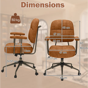 Leathaire Upholstered Task Chair Back Adjustable Swivel Chair for Home