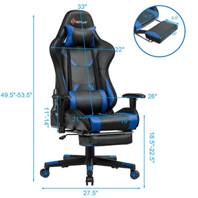 Ergonomic High Back Massage Gaming Chair with Light and Handrails