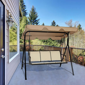 3 Person Steel Frame Patio Swing with Polyester Angle and Adjustable Canopy
