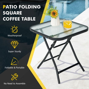 Folding Coffee Table with Tempered Glass Tabletop