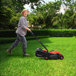 14" 12 Amp Folding Corded Electric Push Lawn Mower with Grass Bag