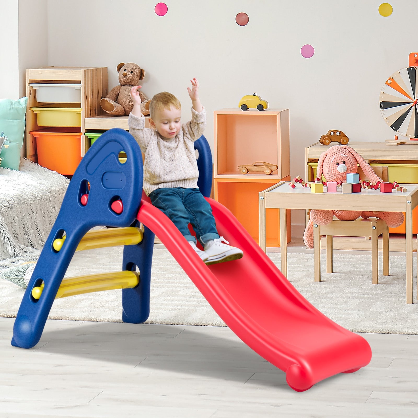 2-step Folding Plastic Toy Slide for Kids