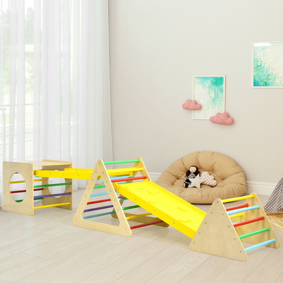5 in 1 Toddling Kids Climbing Triangle and Cube Playing Set