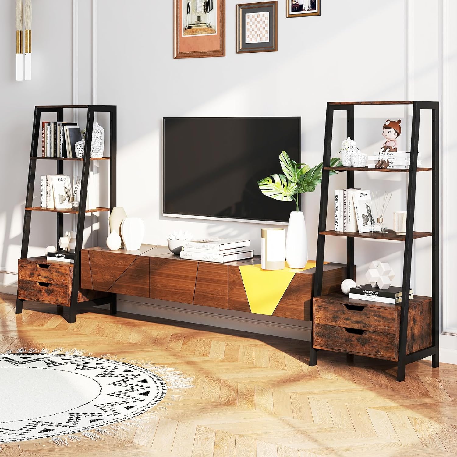 Ladder Bookshelf with Storage