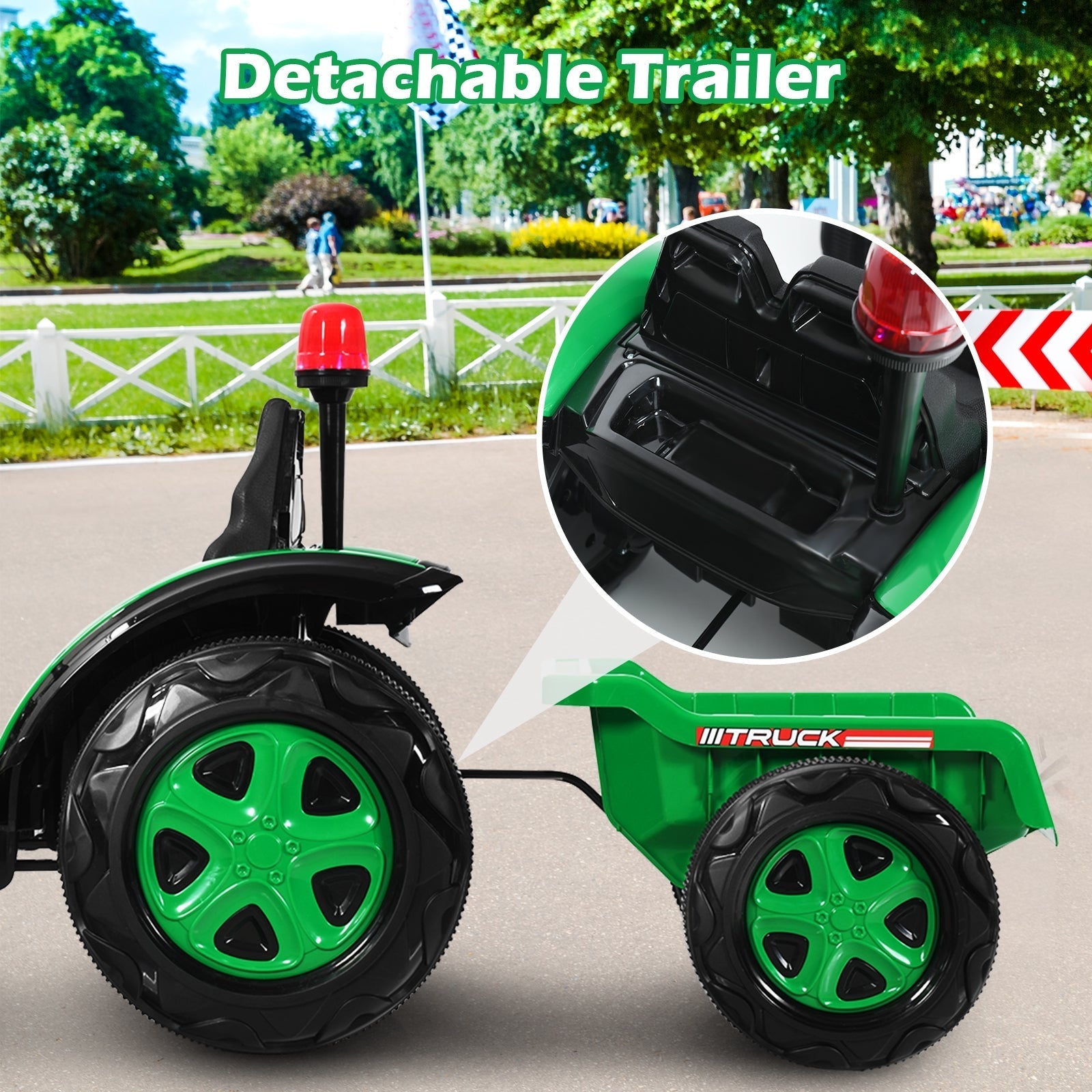 12V 2-in-1 Electric Kids Ride on Car Tractor with Remote Control LED Light Horn