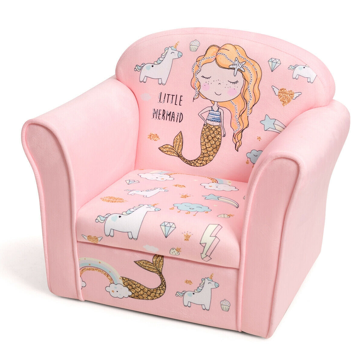 Super Soft Velvet Lamb/Mermaid Couch Sofa with Armrests for Kids