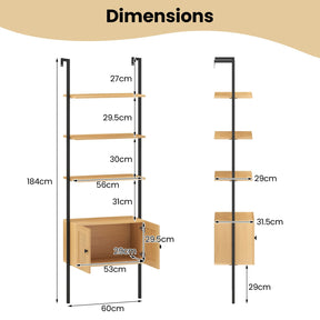 184cm Tall Wall-Mounted Bookshelf