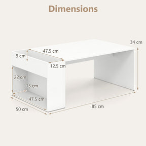 Coffee Table w/ Double-Layer Storage Space Modern Center Table for Living Room
