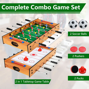 2 In 1 Multi Game Table with Compact Tabletop Foosball Table and Hockey Game