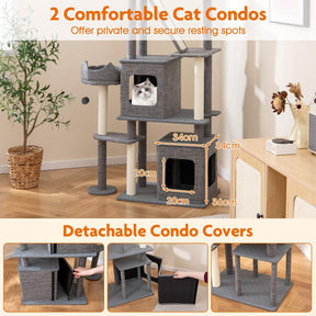 1.8 M Cat Tree, Multi-Level Large Cat Tower w/ Scratching Posts & Board & Ladder