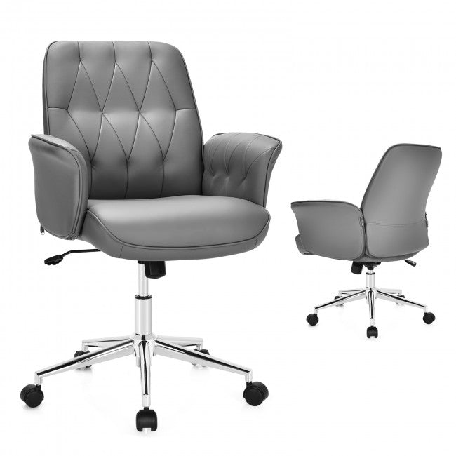 Chairliving - PU Leather Adjustable Swivel with Armrest Home Office Leisure Chair