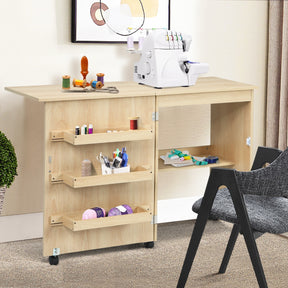 2-In-1 Multifunctional Sewing Machine Cart Table with Lockable Casters