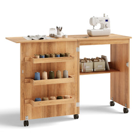 2-In-1 Multifunctional Sewing Machine Cart Table with Lockable Casters