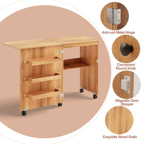 2-In-1 Multifunctional Sewing Machine Cart Table with Lockable Casters