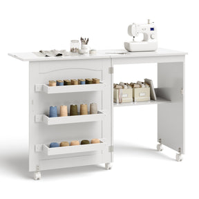 2-In-1 Multifunctional Sewing Machine Cart Table with Lockable Casters