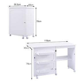 2-In-1 Multifunctional Sewing Machine Cart Table with Lockable Casters