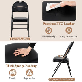 2/4 Pack Folding Chairs Padded Party Chairs with Metal Frame