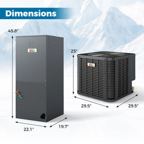 2 to 3 Ton Variable Speed Central Air Conditioner 18.6-20 SEER2 Energy Star Certified Heat Pump Split System with Auto Defrost Function and Advanced Inverter Technology